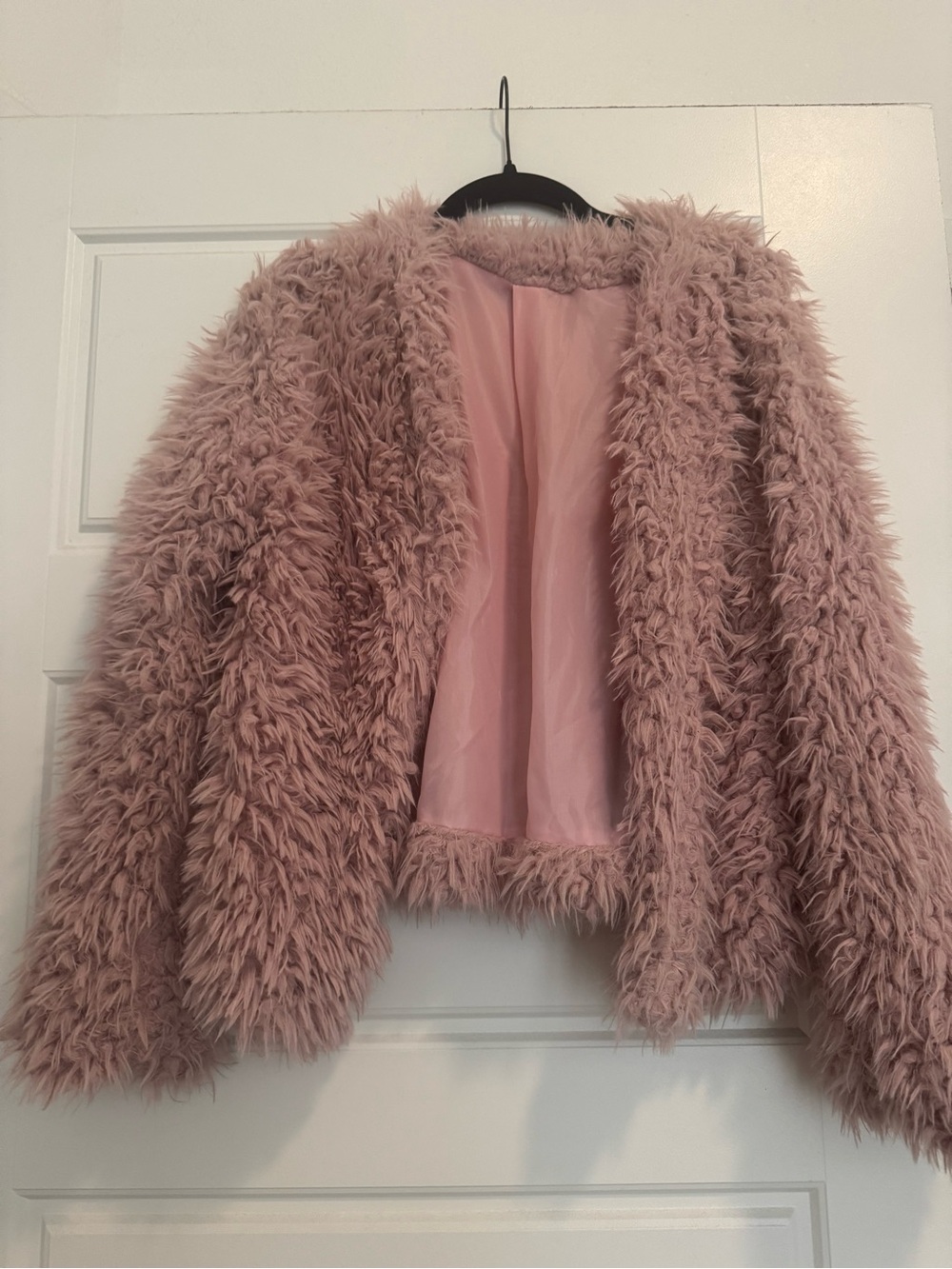 Faux Fur Fuzzy Jacket in Dusty Pink